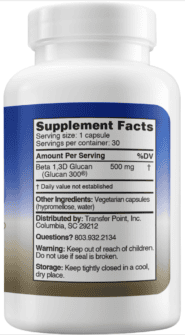 Alternative view of Beta 1,3D Glucan, Glucan 300® 500 mg - 30 capsules